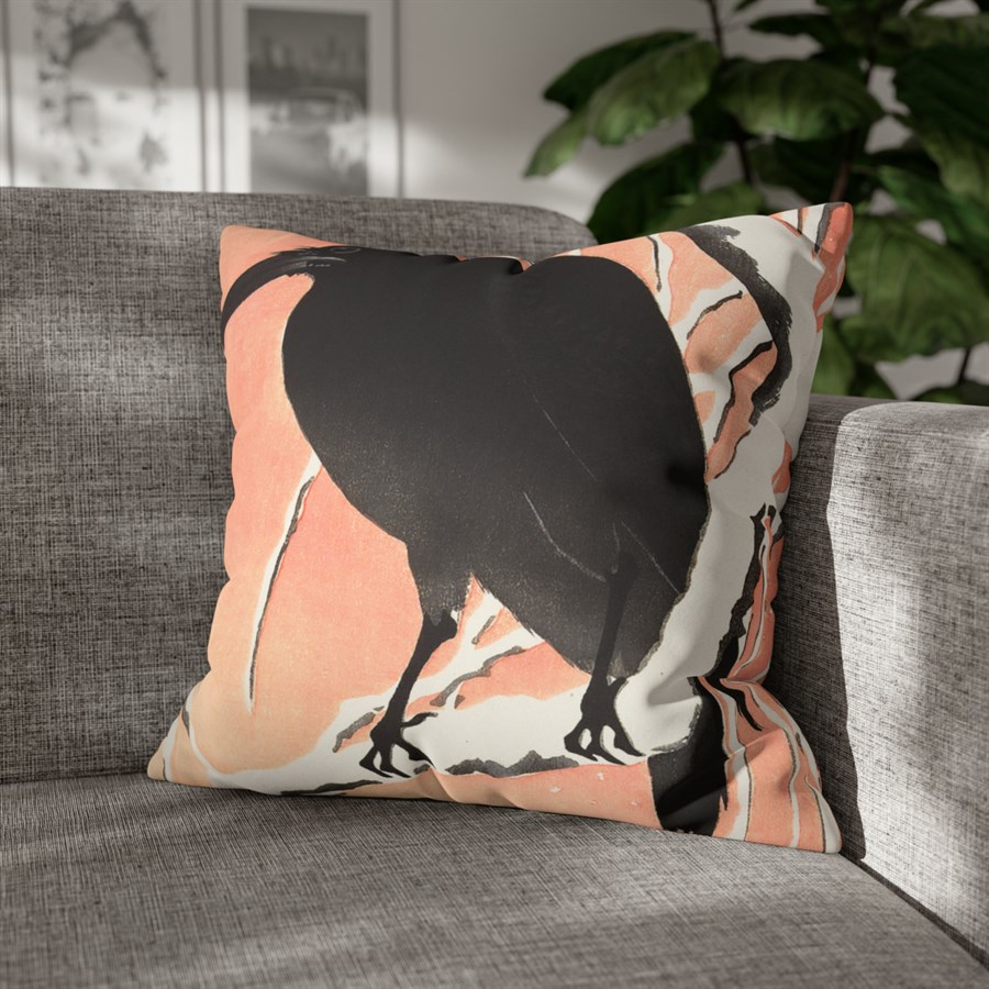 Ohara Koson Crow On Snowy Branch - Pillow Case - Image 4