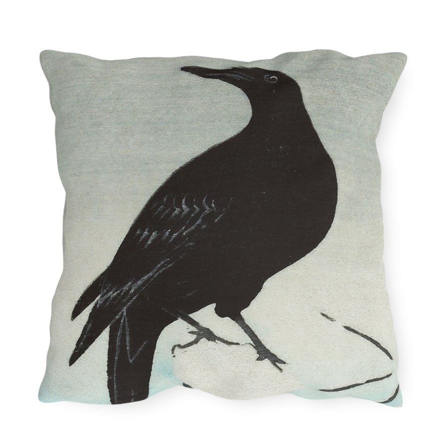 Ohara Koson Crow On Snowy Stump - Outdoor Pillow - Image 3