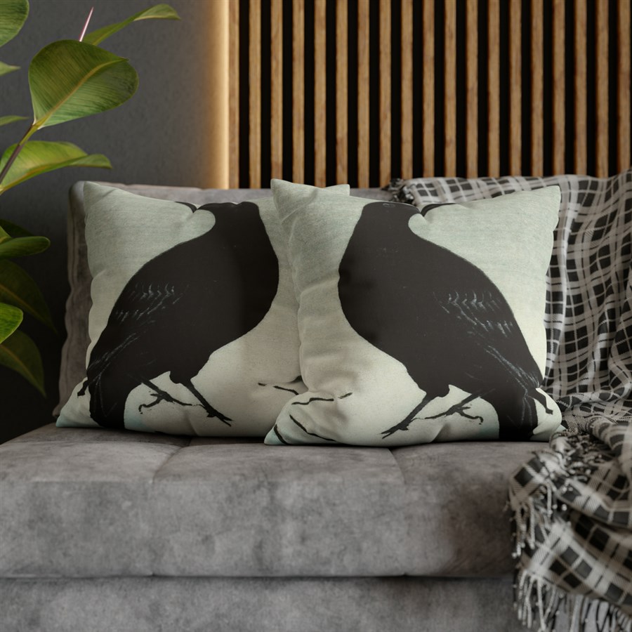 Ohara Koson Crow On Snowy Stump - Pillow Case - Image 5