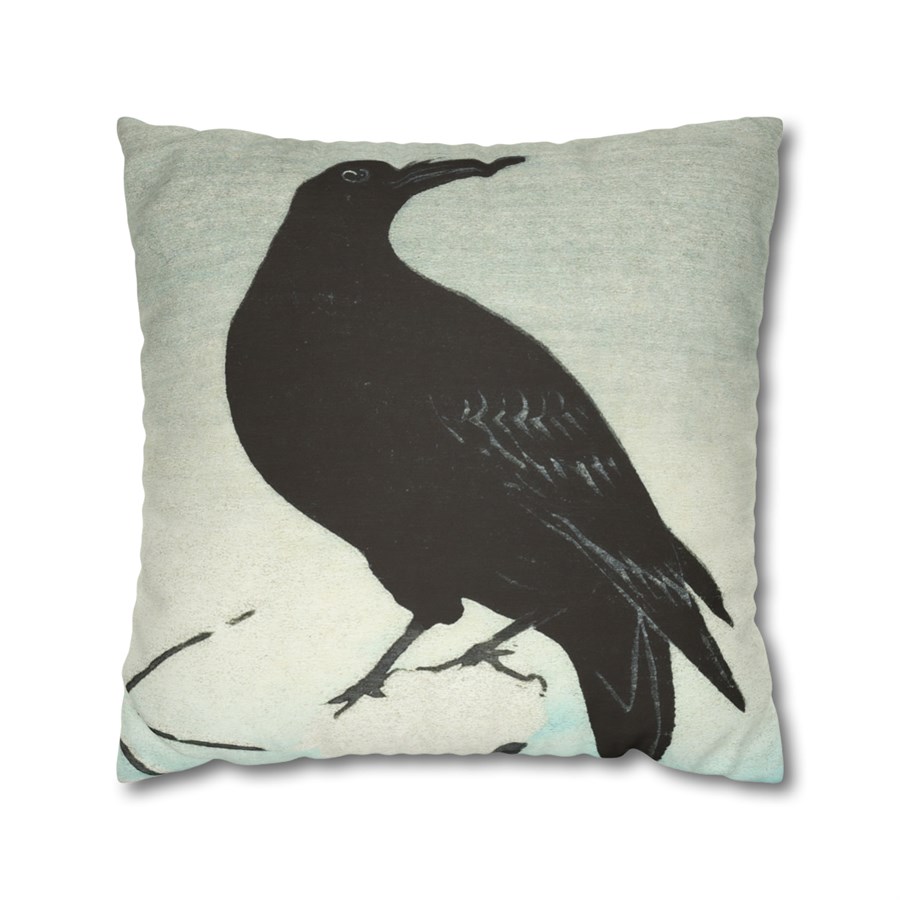 Ohara Koson Crow On Snowy Stump - Pillow Case - Image 2