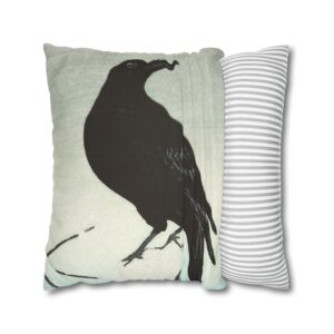 Ohara Koson Crow On Snowy Stump - Pillow Case