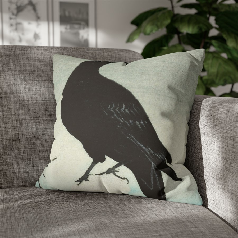 Ohara Koson Crow On Snowy Stump - Pillow Case - Image 4
