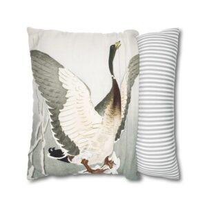 Ohara Koson Duck On Snowy Stump - Pillow Case