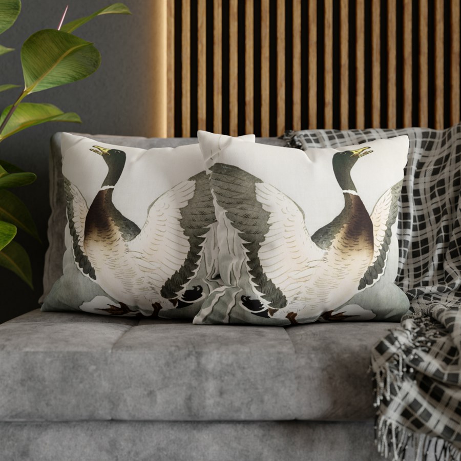 Ohara Koson Duck On Snowy Stump - Pillow Case - Image 5