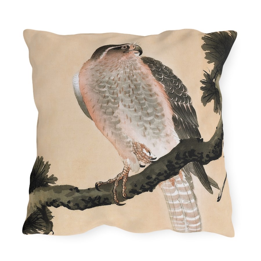 Ohara Koson Falcon On Branch. Outdoor Pillow J12-30 - Image 2