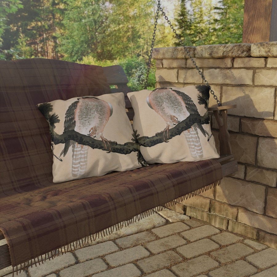 Ohara Koson Falcon On Branch. Outdoor Pillow J12-30 - Image 4