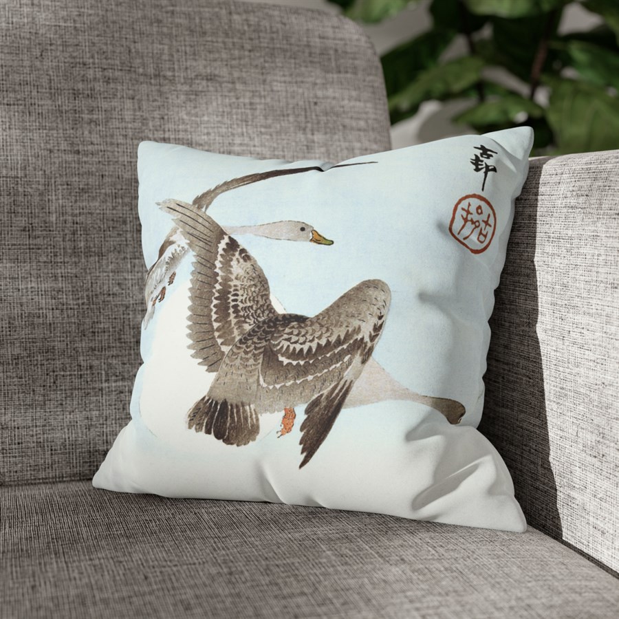 Ohara Koson Geese And Full Moon - Pillow Case - Image 4