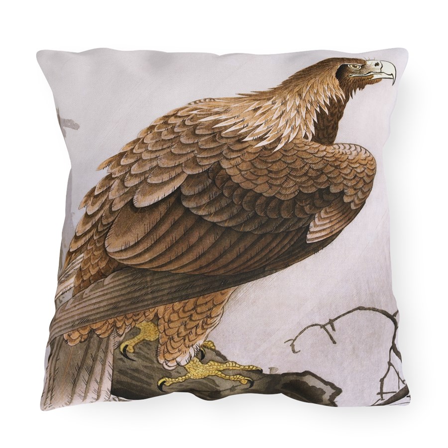 Ohara Koson Golden Eagle. Outdoor Pillow J12-81