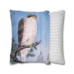 Japanese Koson Goshawk on Branch Pillow Case