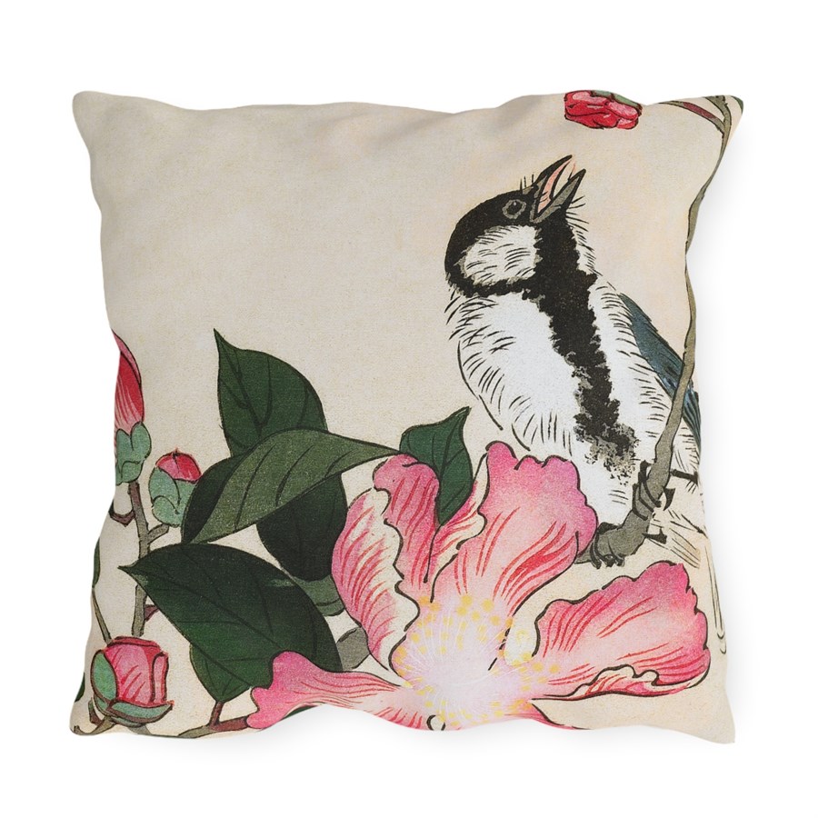 Ohara Koson Great Tit On Branch. Outdoor Pillow J12-34 - Image 2