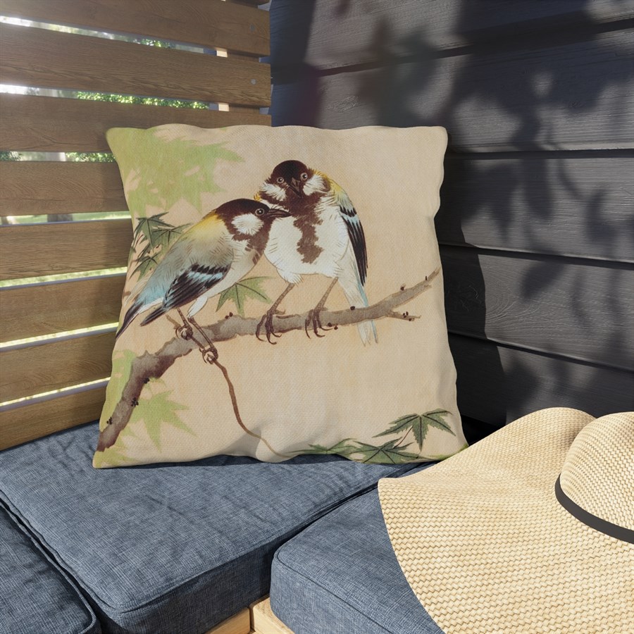 Ohara Koson Great Tits On Maple Branch. Outdoor Pillow J12-13 - Image 3