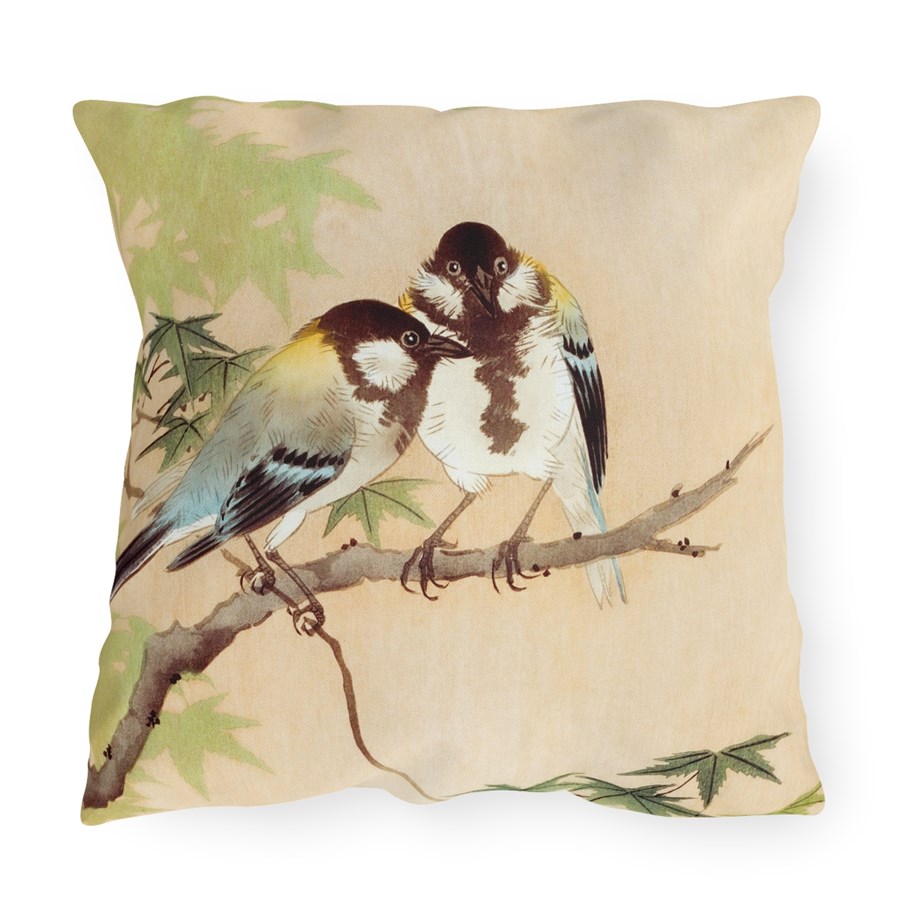 Ohara Koson Great Tits On Maple Branch. Outdoor Pillow J12-13