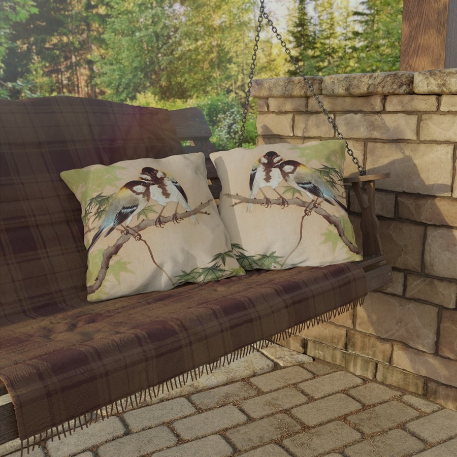 Ohara Koson Great Tits On Maple Branch. Outdoor Pillow J12-13 - Image 4