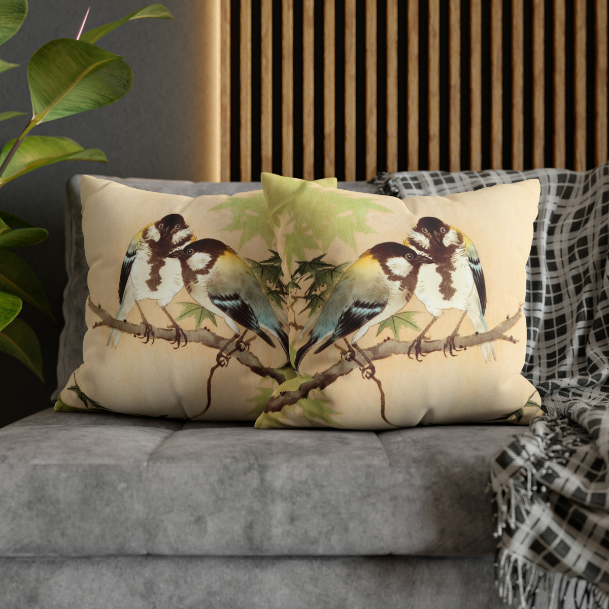 Ohara Koson Great Tits On Maple Branch. Pillow Case J12-13 - Image 5