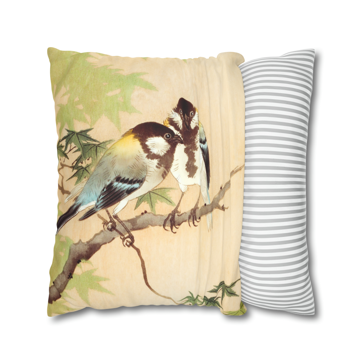 Ohara Koson Great Tits On Maple Branch. Pillow Case J12-13