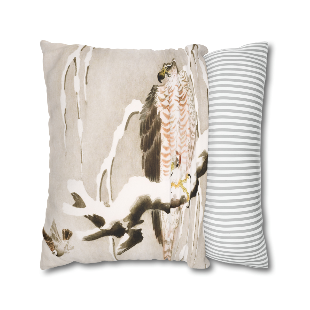 Ohara Koson Hawk On Snowy Branch - Pillow Case