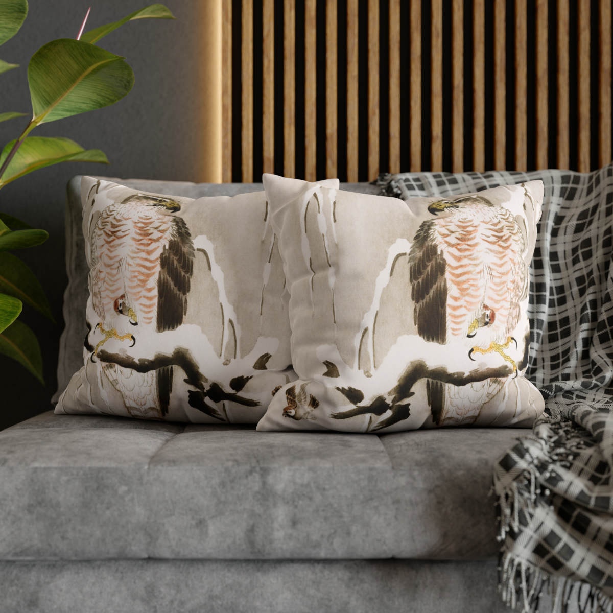 Ohara Koson Hawk On Snowy Branch - Pillow Case - Image 5