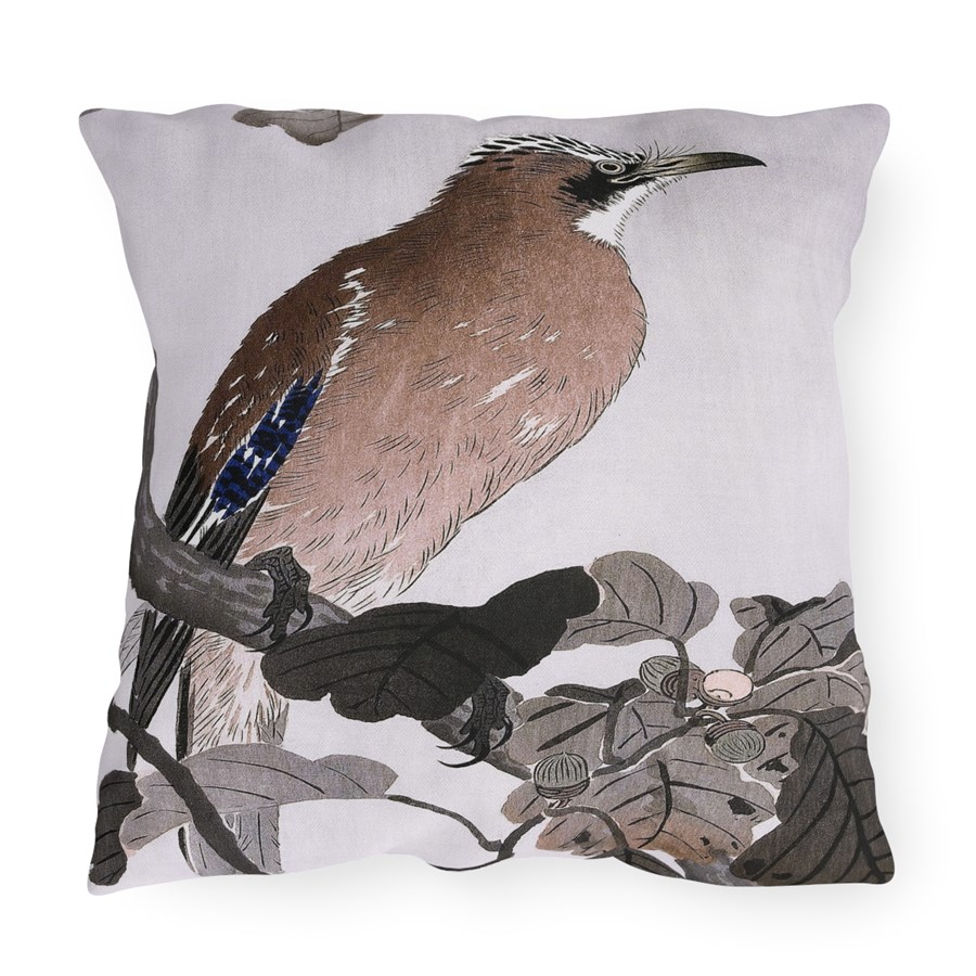 Ohara Koson Jay On Oak Tree. Outdoor Pillow J12-80