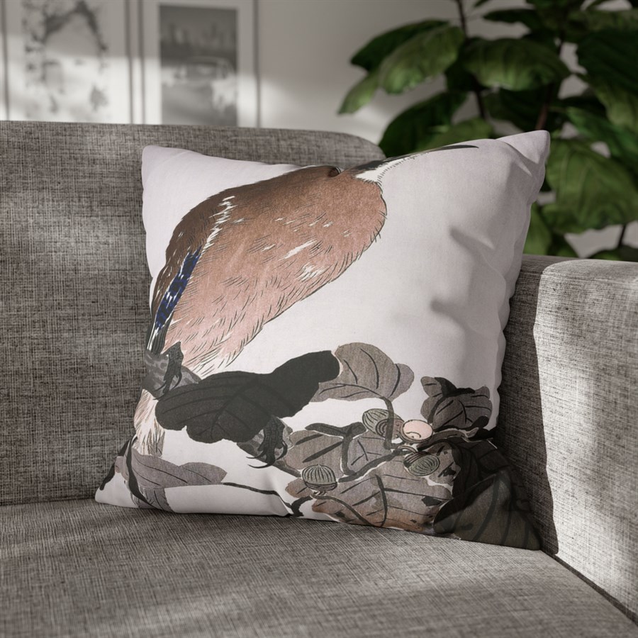 Ohara Koson Jay On Oak Tree - Pillow Case - Image 4