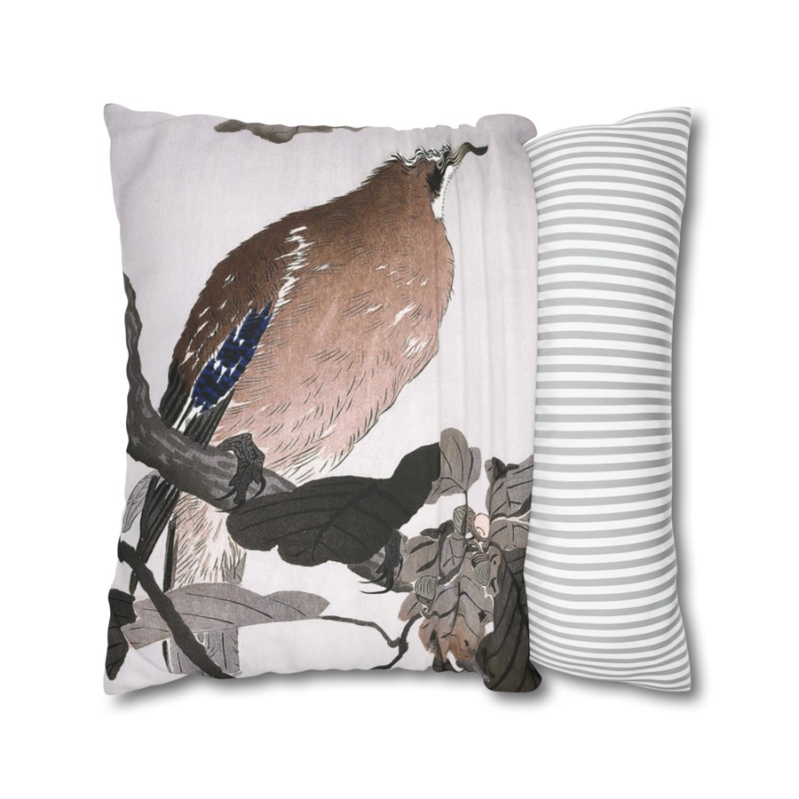 Ohara Koson Jay On Oak Tree - Pillow Case