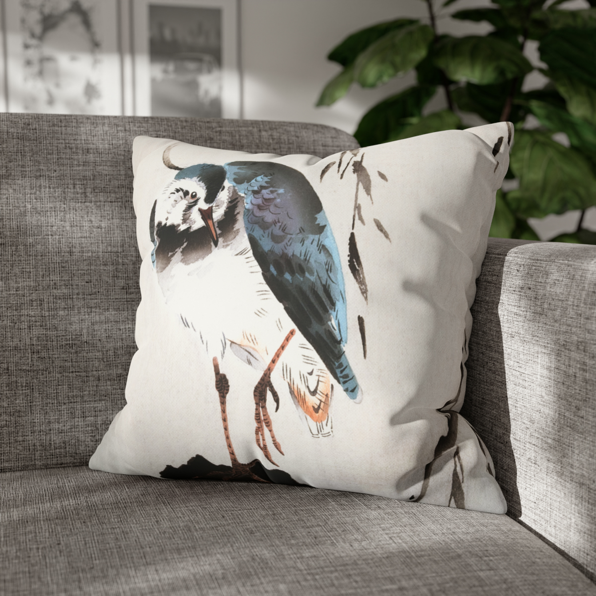 Ohara Koson Lapwing On Tree Stump - Pillow Case - Image 4