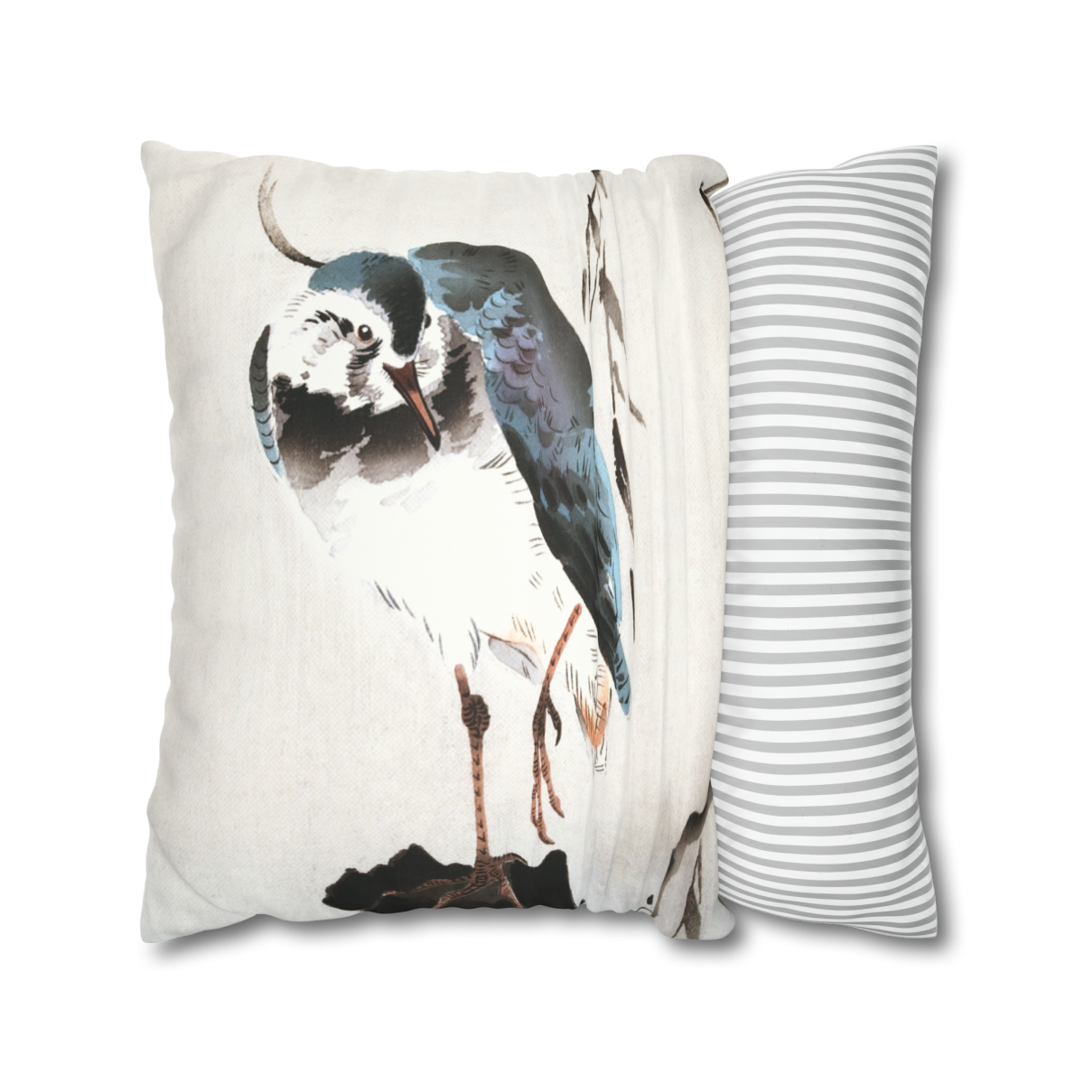 Ohara Koson Lapwing On Tree Stump - Pillow Case