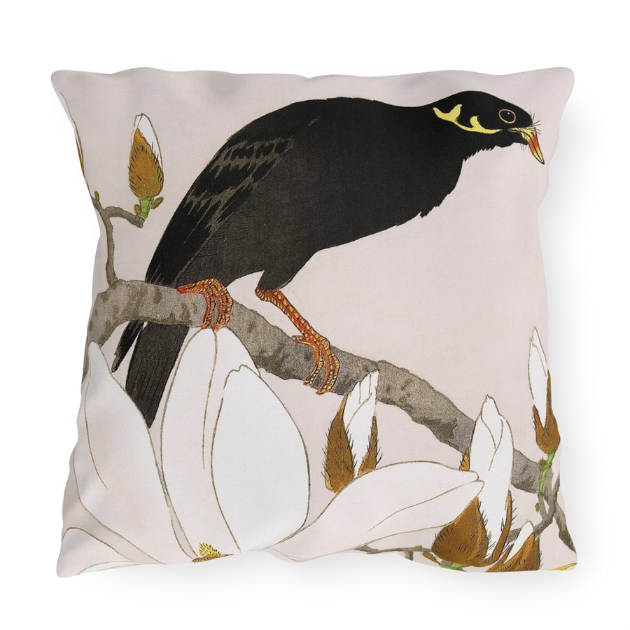 Ohara Koson Myna & Magnolia - Outdoor Pillow