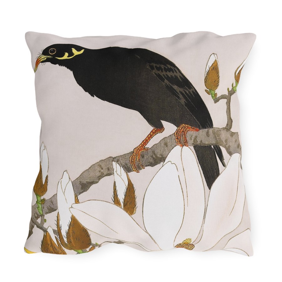 Ohara Koson Myna & Magnolia - Outdoor Pillow - Image 3