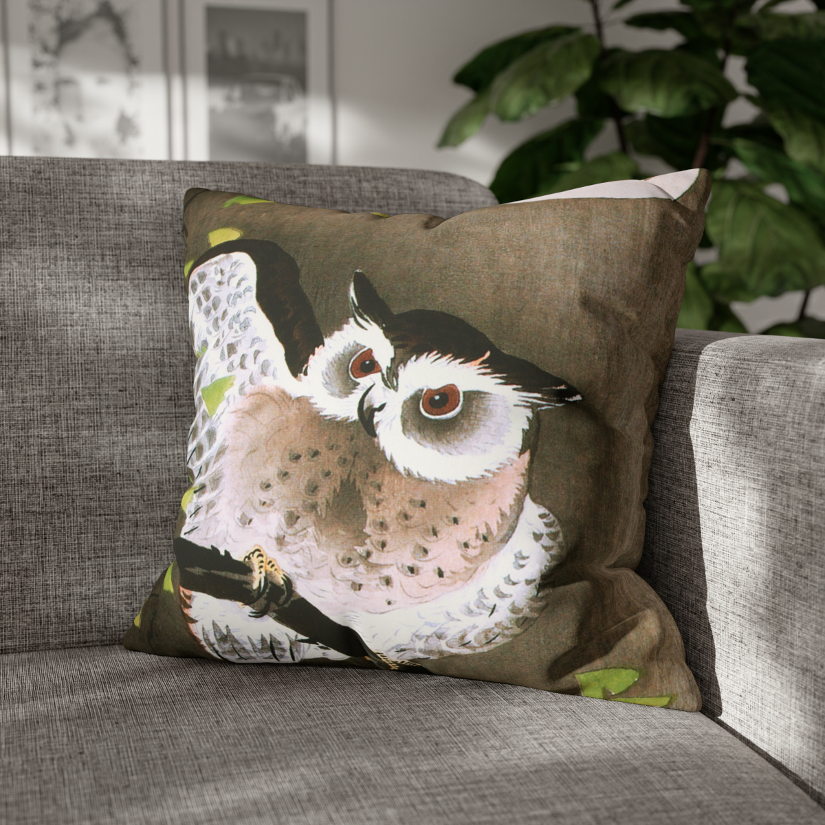 Ohara Koson Owl & Moon - Pillow Case - Image 4