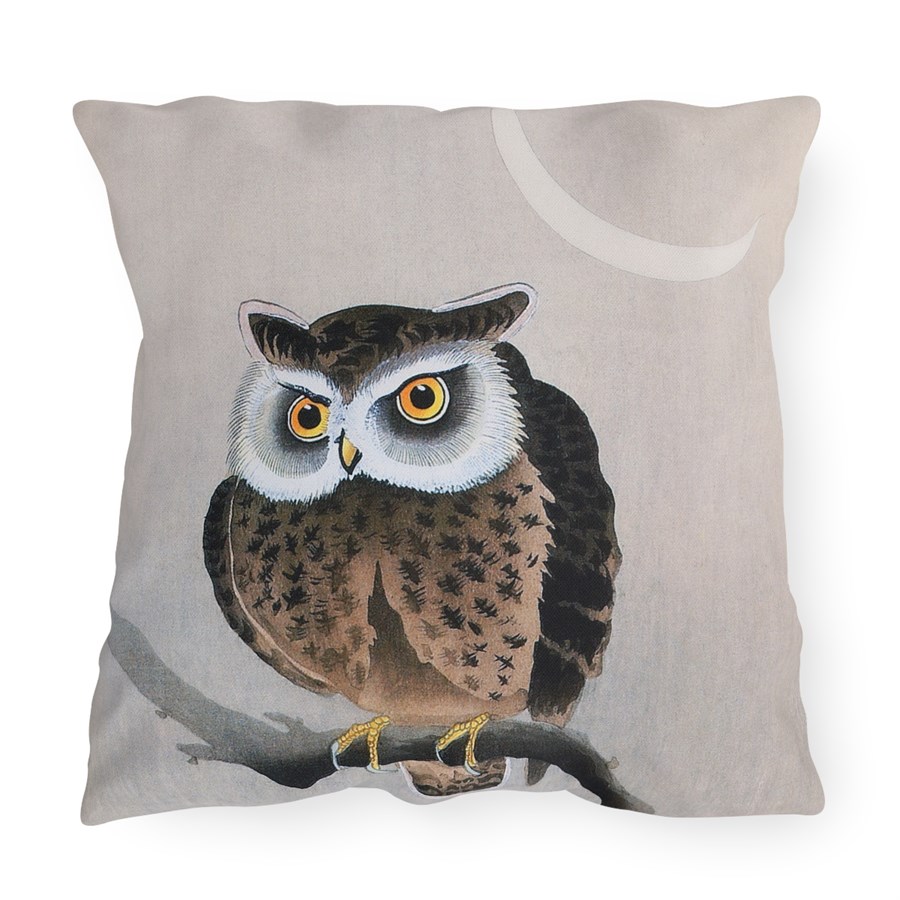 Ohara Koson Owl & New Moon. Outdoor Pillow J12-40 1 Ohara Koson Owl & New Moon. Outdoor Pillow J12-40