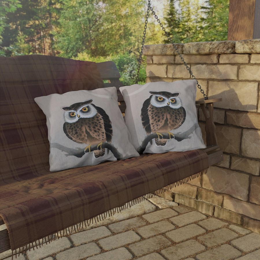 Ohara Koson Owl & New Moon. Outdoor Pillow J12-40 4 Ohara Koson Owl & New Moon. Outdoor Pillow J12-40 - Image 4