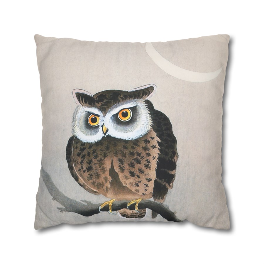 Ohara Koson Owl & New Moon - Pillow Case 2 Ohara Koson Owl & New Moon - Pillow Case - Image 2