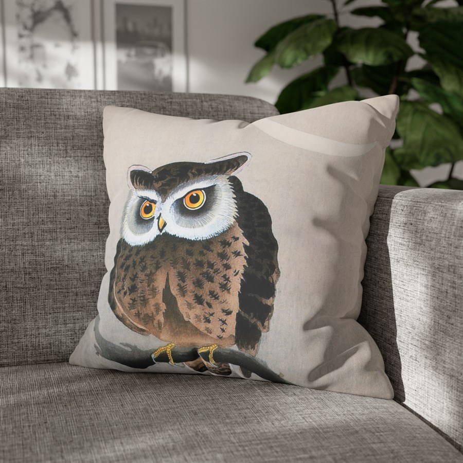 Ohara Koson Owl & New Moon - Pillow Case 4 Ohara Koson Owl & New Moon - Pillow Case - Image 4