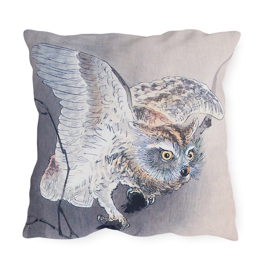 Ohara Koson Owl On Branch. Outdoor Pillow J12-22 - Image 2