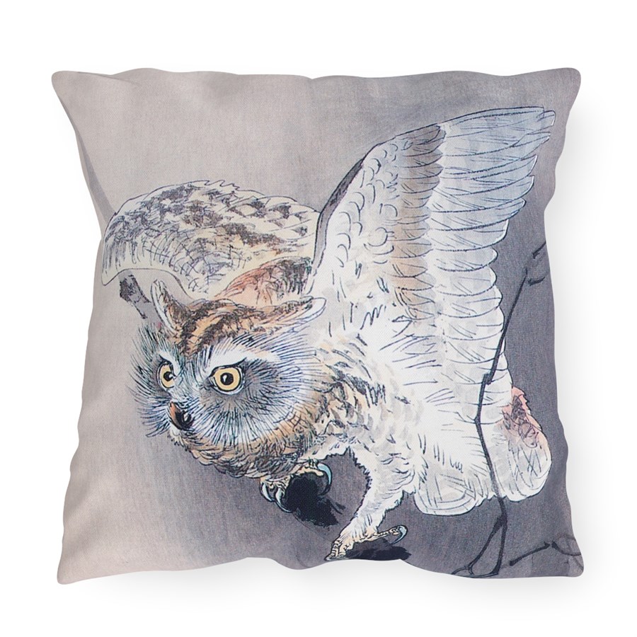 Ohara Koson Owl On Branch. Outdoor Pillow J12-22