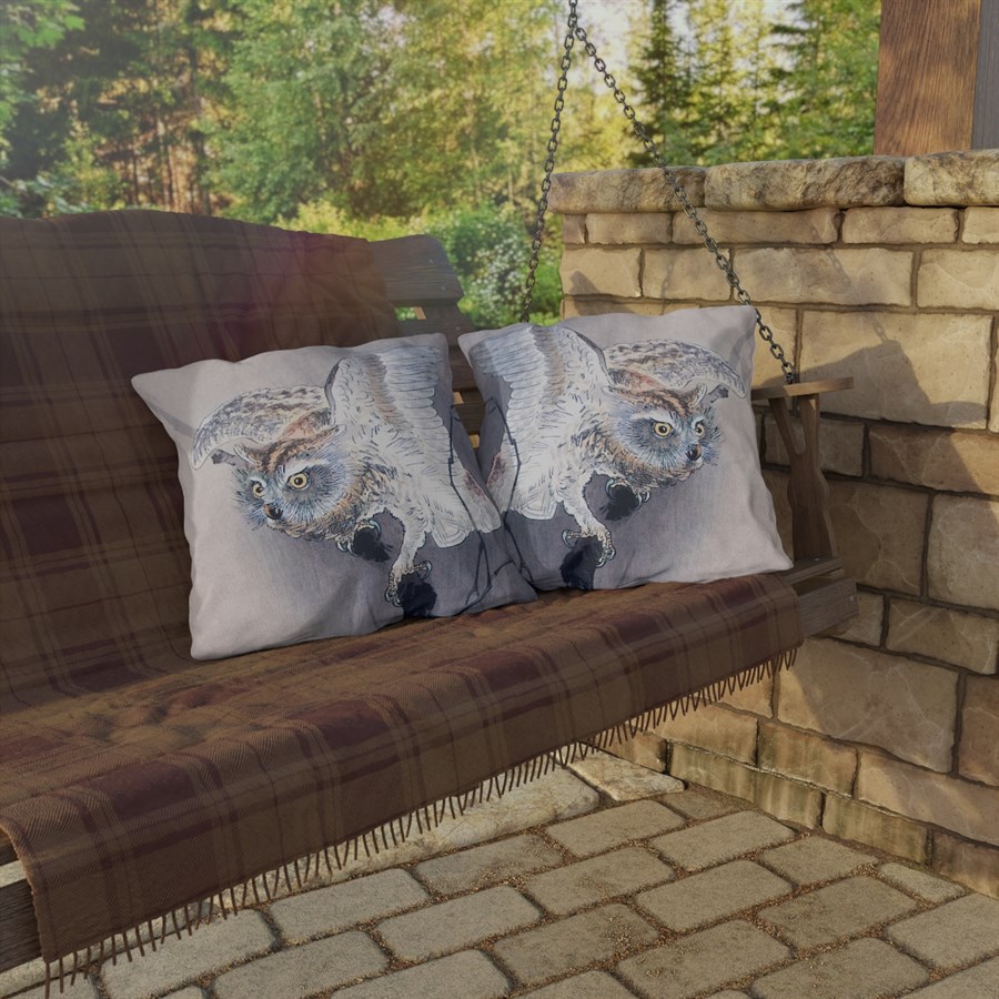 Ohara Koson Owl On Branch. Outdoor Pillow J12-22 - Image 4