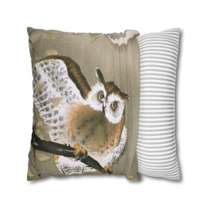 Ohara Koson Owl On Branch Under New Moon - Pillow Case