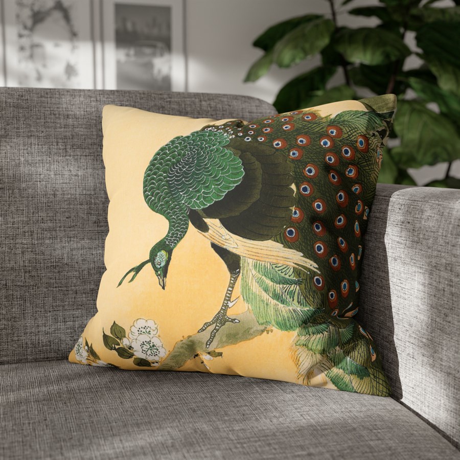 Ohara Koson Peacock on Cherry Blossom Tree - Pillow Case - Image 4