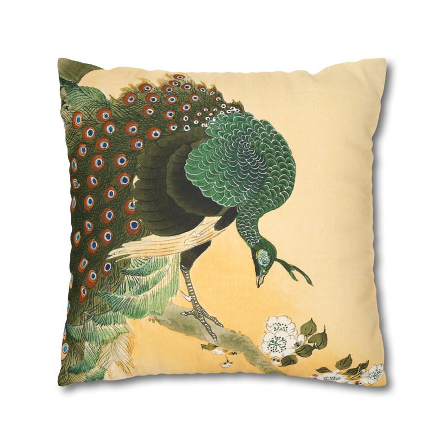 Ohara Koson Peacock on Cherry Blossom Tree - Pillow Case - Image 2