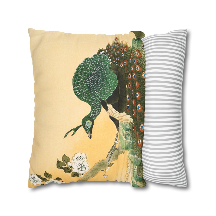 Ohara Koson Peacock on Cherry Blossom Tree - Pillow Case