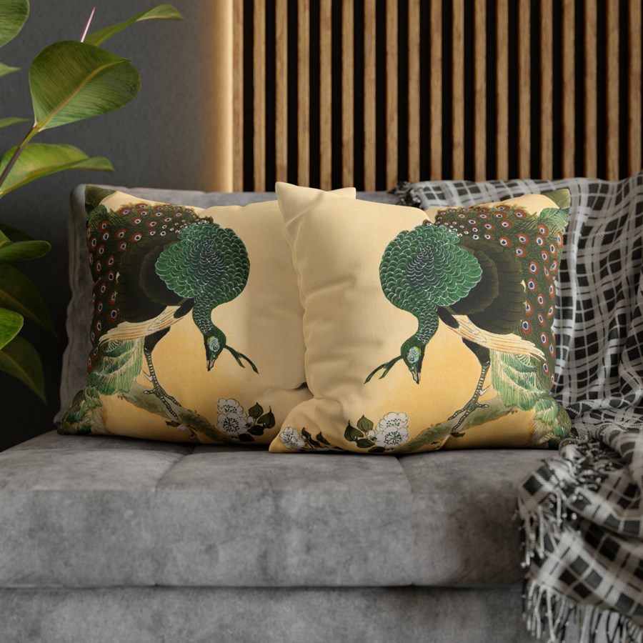 Ohara Koson Peacock on Cherry Blossom Tree - Pillow Case - Image 5