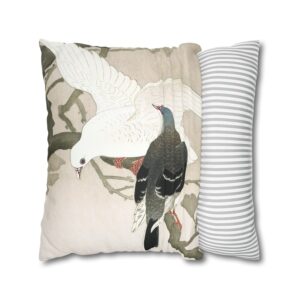 Ohara Koson Pigeons On Branch - Pillow Case