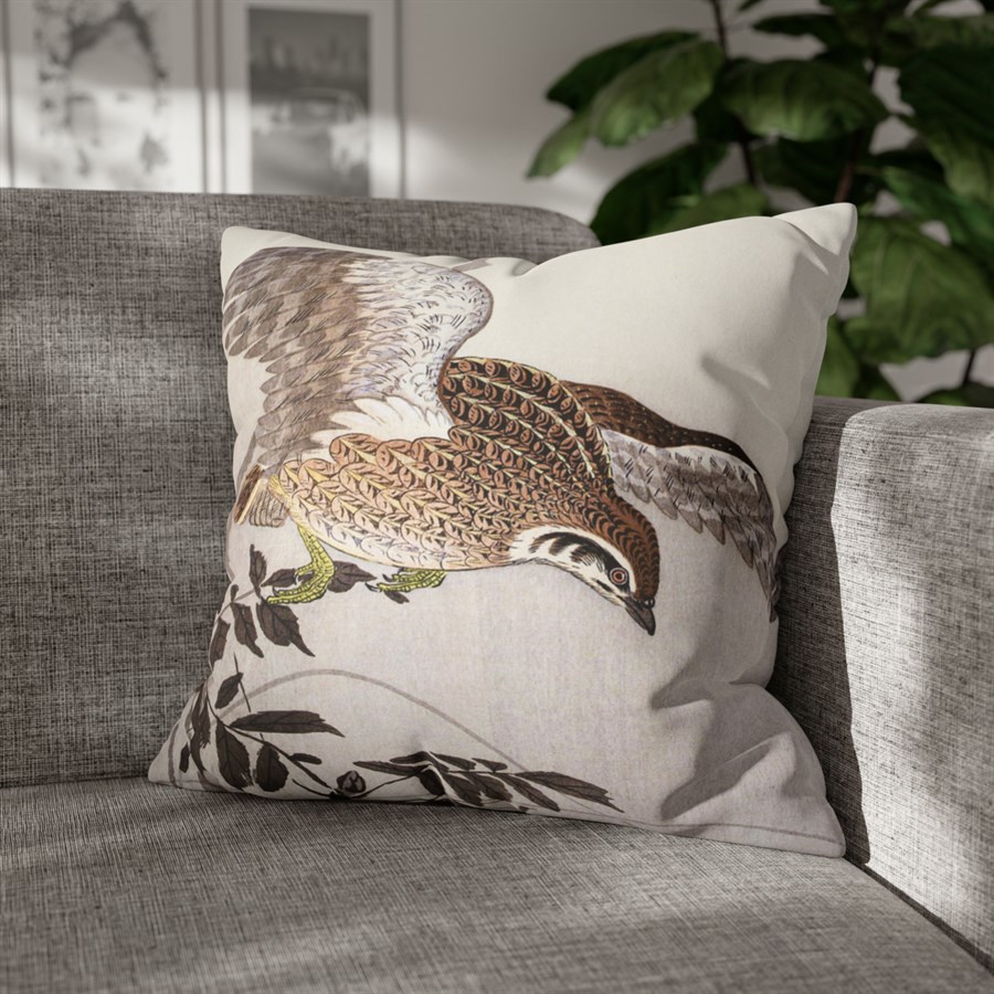 Ohara Koson Quail & Sickle Moon - Pillow Case - Image 4