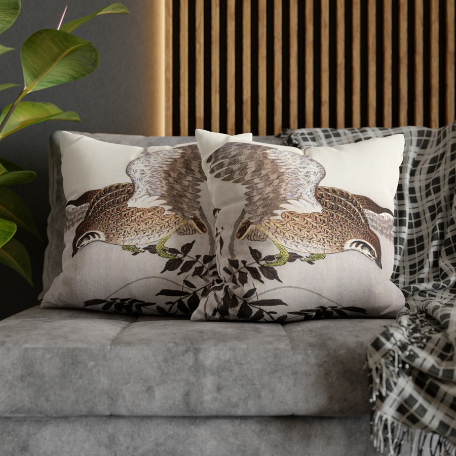 Ohara Koson Quail & Sickle Moon - Pillow Case - Image 5