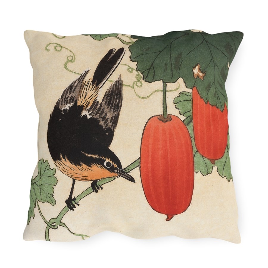 Ohara Koson Songbird & Fruits. Outdoor Pillow J12-29 - Image 2