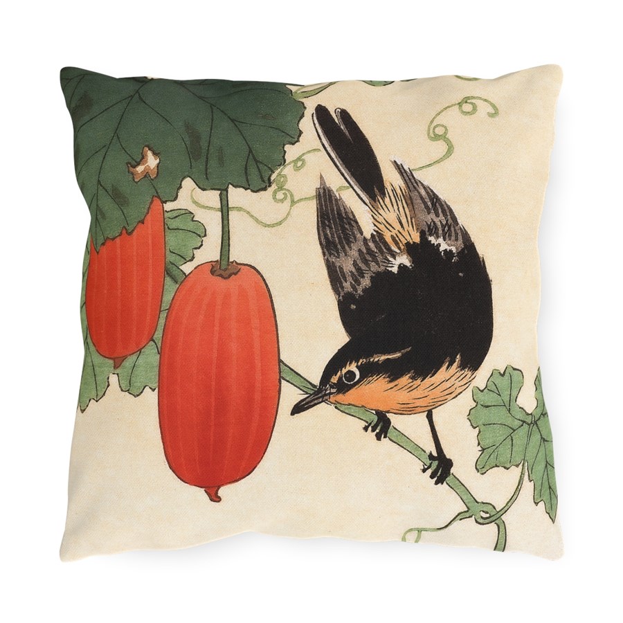Ohara Koson Songbird & Fruits. Outdoor Pillow J12-29 - Image 5