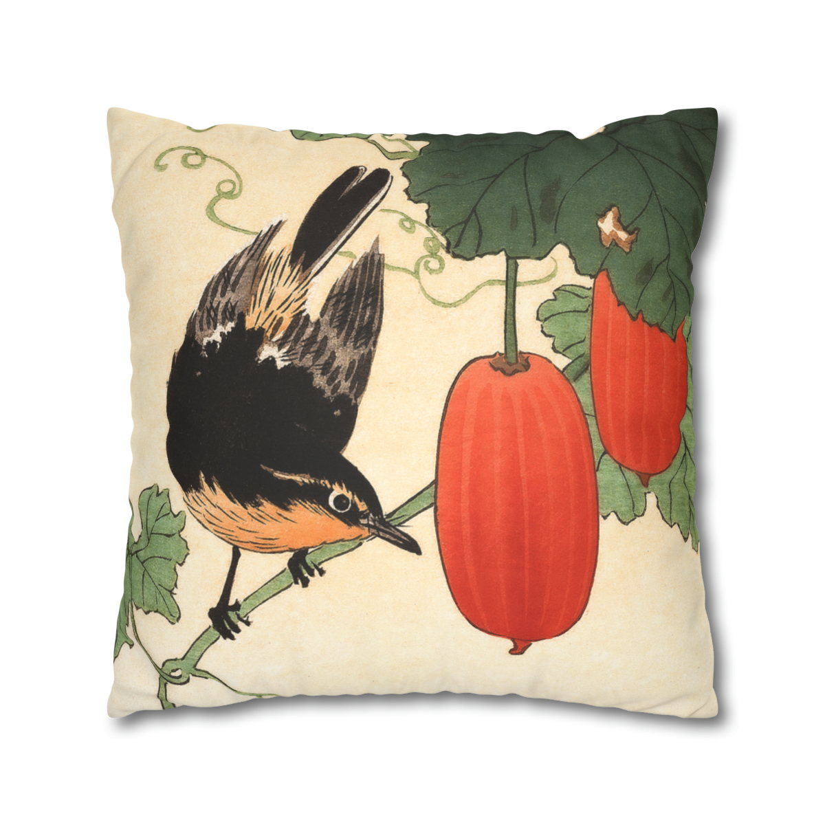 Ohara Koson Songbird & Fruits - Pillow Case - Image 2