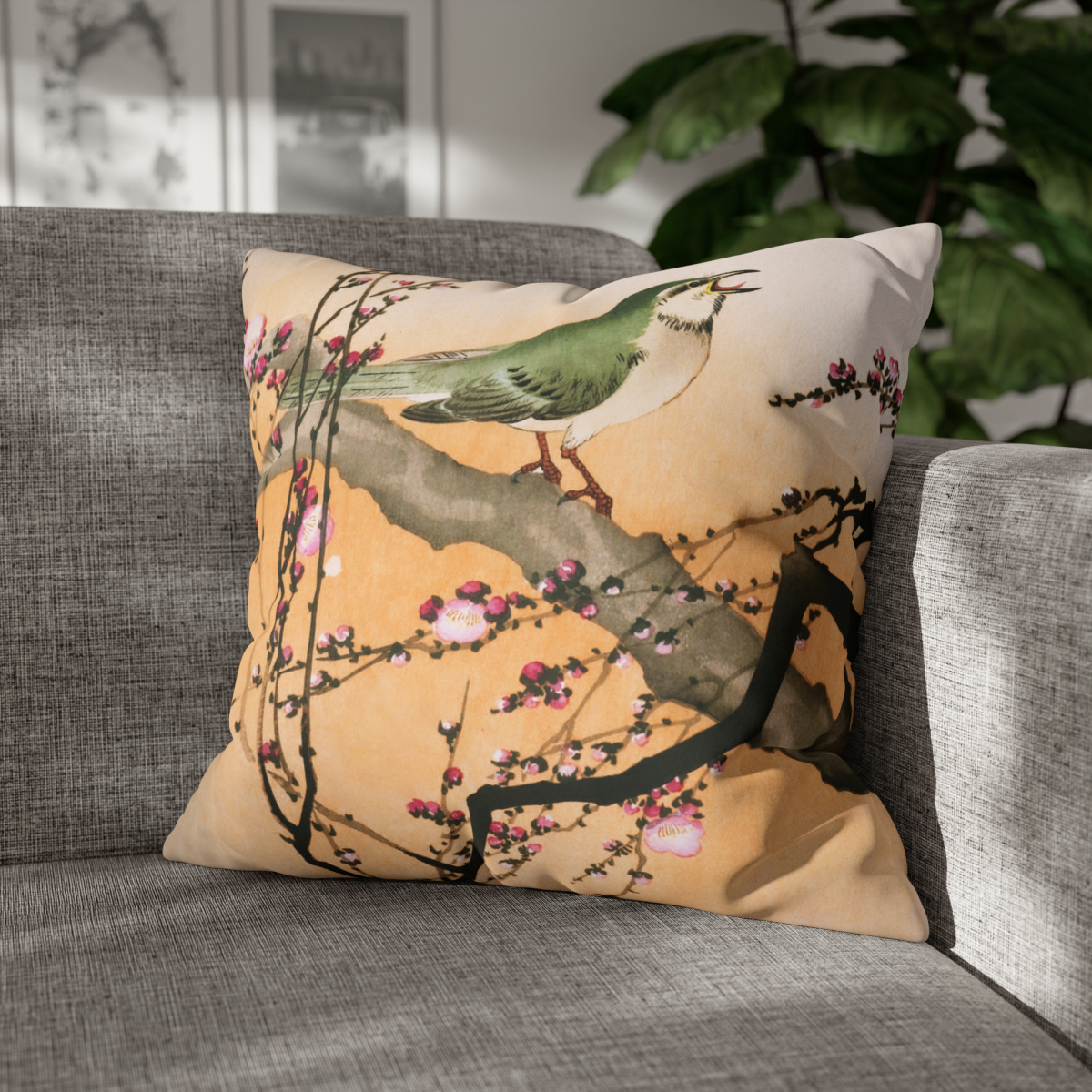 Ohara Koson Songbird On Blossom Branch - Pillow Case - Image 4