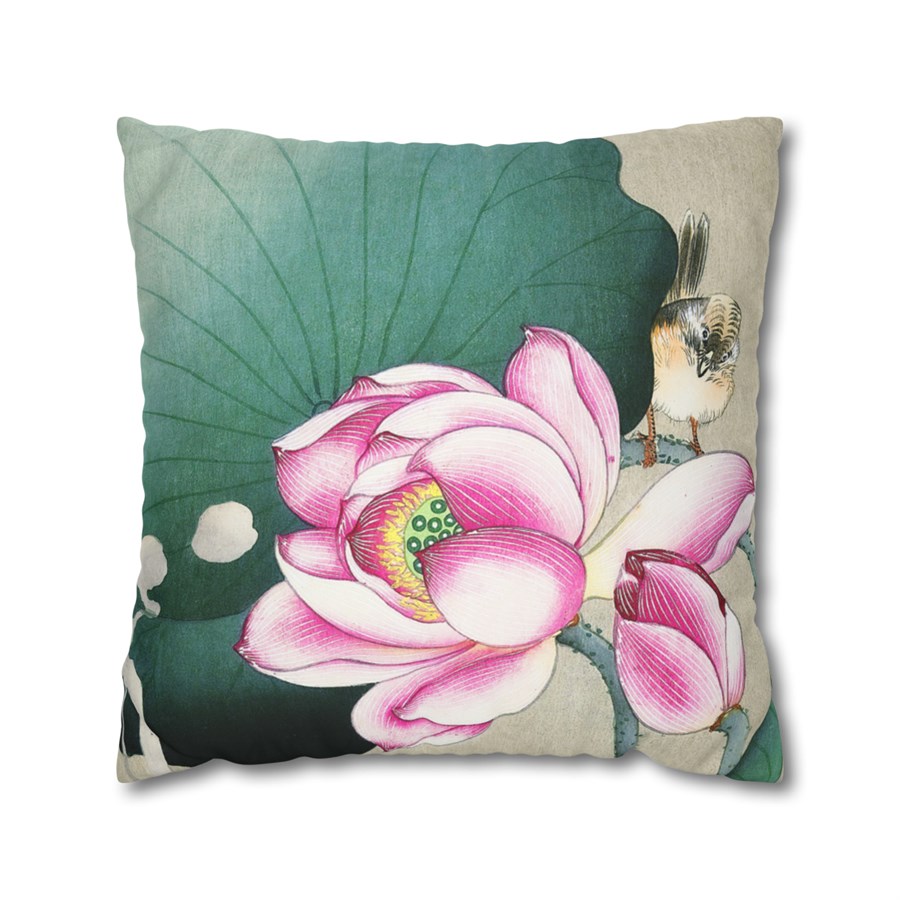 Ohara Koson Sparrow & Lotus - Pillow Case - Image 2
