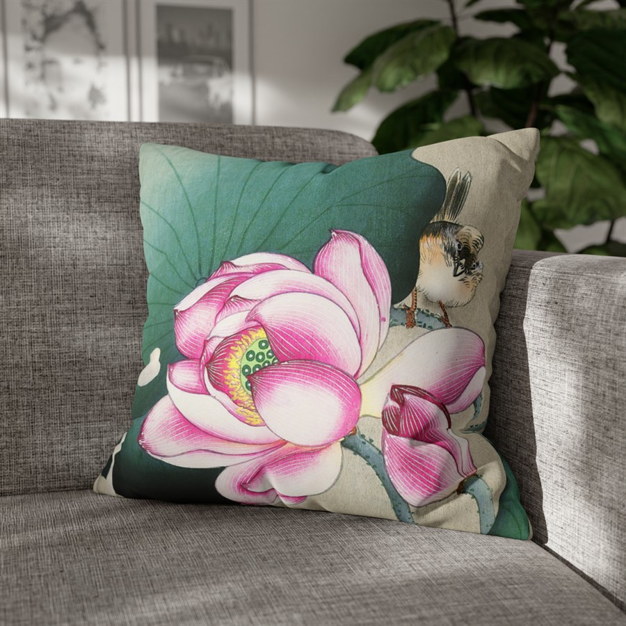Ohara Koson Sparrow & Lotus - Pillow Case - Image 4